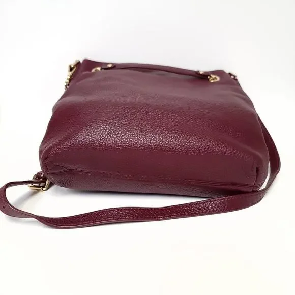 Michael Kors Purse Jet Set Tote Bag Burgundy with Gold Chain​ - Picture 6 of 11